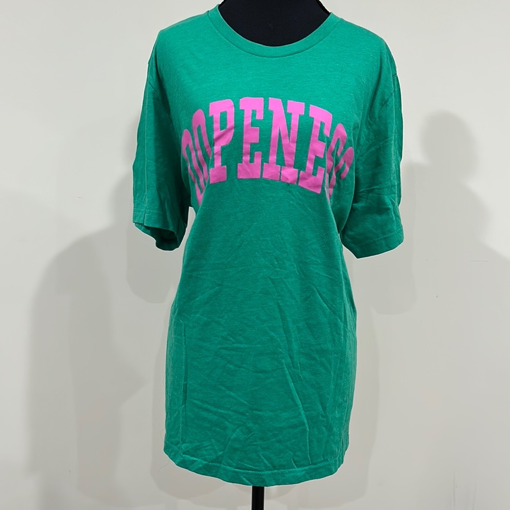 Green T-Shirt with Pink Graphic